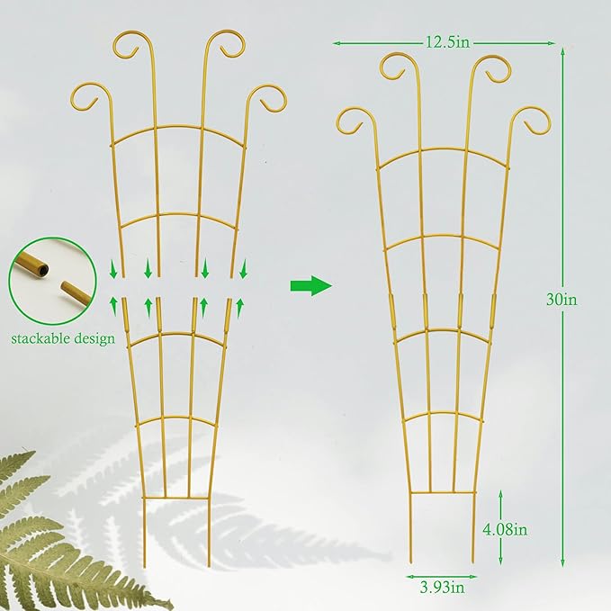 30 Inch Trellis for Climbing Plants Indoor 3 Pack Indoor Plant Trellis for Potted Plants Metal Garden Trellis for pots Indoor Outdoor for Monstera Pothos Vine Ivy Hoya(30inch Gold)