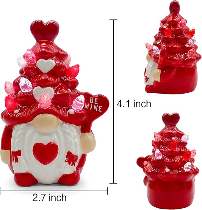Valentines Day Decorations, Small Valentines Day Gnomes Ceramic Tree Decor, Valentine Gnomes Decor, Valentine's Day Decorations, Valentine Ceramic Tree Decoration for Home, Table