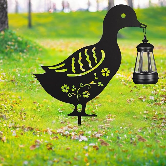 2Pack Solar Outdoor Garden Lights Stakes Solar Metal Flower Duck Lawn Deco Statue Patio, Outdoor Decor, Garden Decorations, Lawn Ornaments