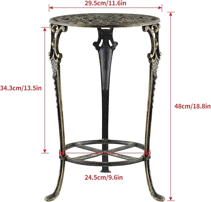 MDLUU Cast Iron Potted Plant Stand 18.8 Inch Tall, 2-Tier Planter Rack, Heavy Duty Flower Pot Holder for Living Room, Bedroom, Kitchen (Bronze)