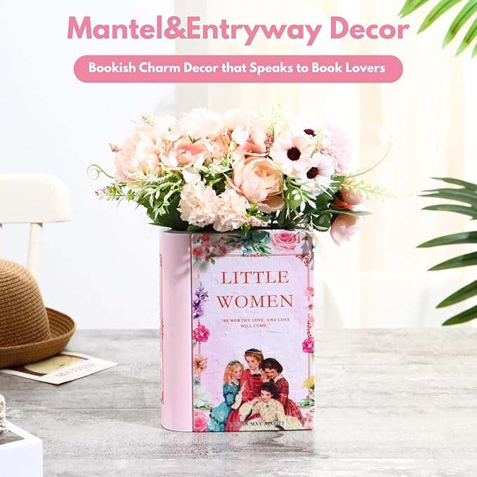 MYLARREN 3D Puzzle Vase for Adults Kids, 120 Pcs Puzzle Book Vase for Flowers, Arts and Crafts for Kids 4-6, Adults, Girls, Cute Unique Vases for Book Shelf Decor, Books Lover Gifts(Little Women)