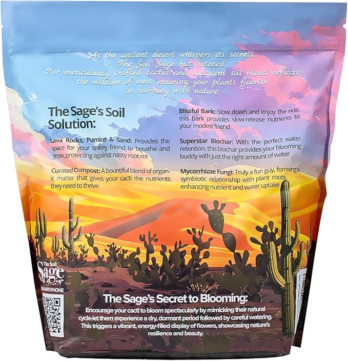 The Soil Sage Cactus & Succulent Potting Mix - 5 Dry Quarts Premium Gritty Fast Draining Soilless Potting Mix for Cactus, Succulents, Jade, Aloe Vera - Healthy Roots - Made in USA