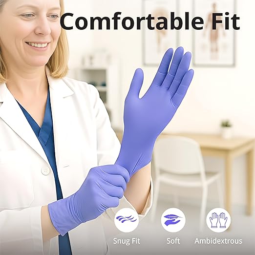 Disposable Nitrile Exam Gloves, 3-mil, XS, Case of 1000, Violet Nitrile Gloves Disposable Latex Free for Medical, Cleaning, Cooking & Esthetician, Food-Safe, Powder-Free, Non-Sterile, Purple