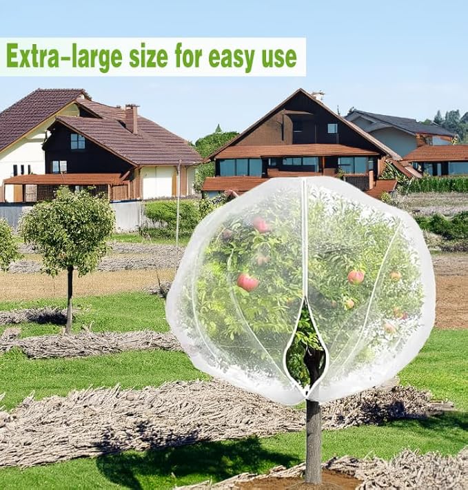1 Pack Extra-Large Fruit Tree Covers for Birds and Squirrels(15X15ft) –Bird Nets for Fruit Trees with Zipper and Drawstring, Extra Large Durable Mesh Garden Netting to Protect Fruit Trees– Reusable