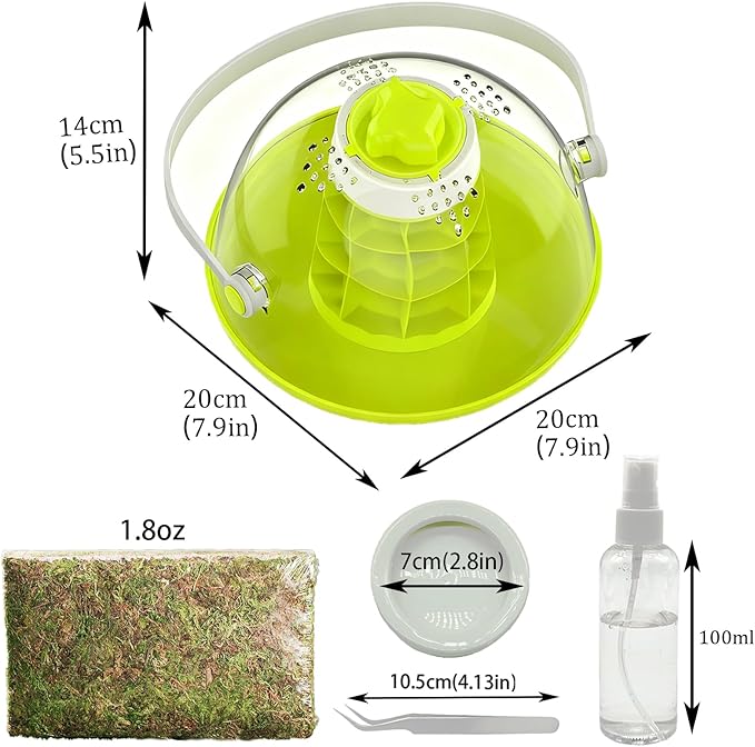 Snail Terrarium Kit Insect Enclosure Bug Terrarium Observation Container Praying Mantis Habitat Breeding Box Micro Habitat Starter Kit for Beetles Spider Small Reptile