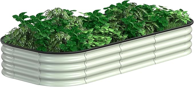 BlueWish 6x3x1FT Metal Raised Garden Bed, 11.2” H Raised Garden Bed with Bottomless Design, Rubber Edges, Many-in-1 Modular Planter Box for Backyard, Garden, Patio, Beige