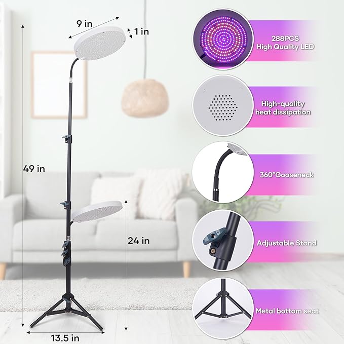 IAFENGE Grow Light with Stand,288 LEDs Full Spectrum Plant Light for Indoor Plants,Tripod Standing Grow Lights for Indoor Plants,3 Modes Floor Grow Plant Lamp for Plants Greenhouse Veg Bloom Light