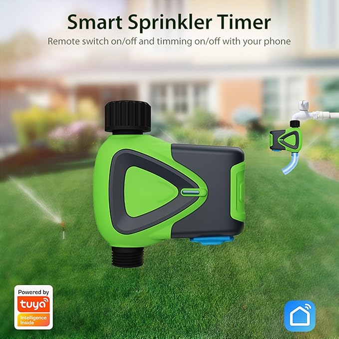 Smart WiFi Water Timer for Garden Hose, No Hub/Gateway Required, Automatic Sprinkler Timer Controller via Tuya/Smart Life App, Compatible with Alexa & Google Home for Voice Control