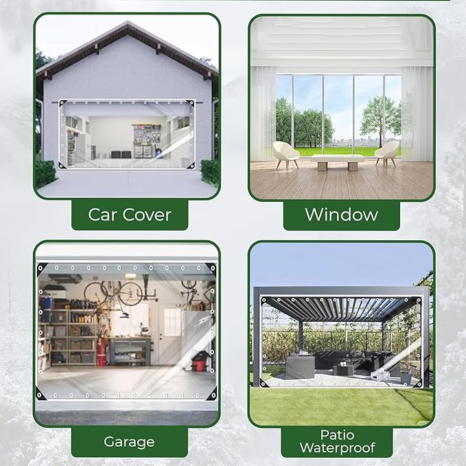 Clear Tarp 10 X 12.2 FT, Clear Tarps Heavy Duty Waterproof Clear PVC Sheet Tarpaulin Clear Tarps with Grommets, 0.35mm Waterproof Plastic Tarpaulin Vinyl Patio Enclosure
