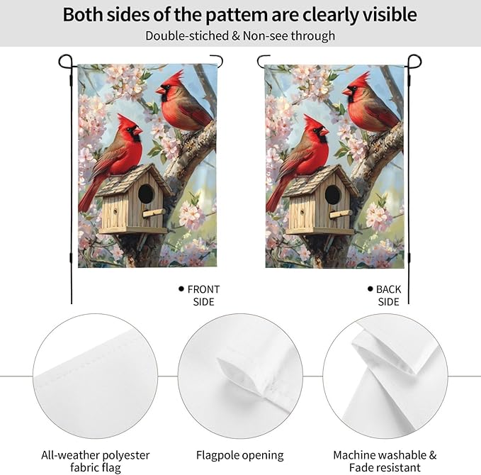 Birds In Tree Garden Flag 12x18 Inch Double Sided All-Weather Polyester Outdoor Flag For Patio Lawn Yard And Garden Welcome Decor
