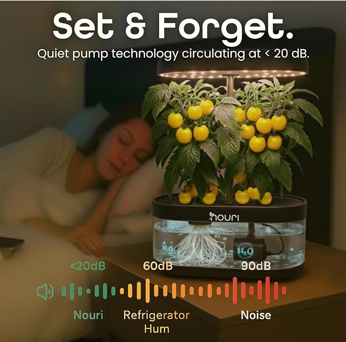 Nouri 7 Pod Smart Garden for Home Cooks | w/Heirloom Basil | Hydroponics Growing System | LED Grow Lights | Indoor Herb Garden Kit | Herb Growing Kit Indoors for Plant Lovers, Gardeners, Kitchen