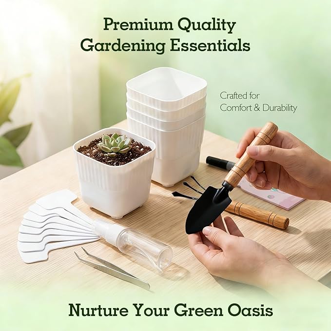 Soliseed Indoor Herb Garden Kit, Window HerbPots, Gardening Tools for Beginners, Kitchen Windowsill Planter, DIY Grow Gift for Home Outdoor Plants- Herb Pots with Drainage Holes