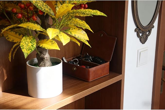 24" Artificial Greenery Tree with Pot, Indoor Fake Green Plant Small Faux Berry Branches Green Potted Tree Stems for Tabletop Kitchen Livingroom Bedroom Bathroom Home Office Decor (Orange-red Berry)