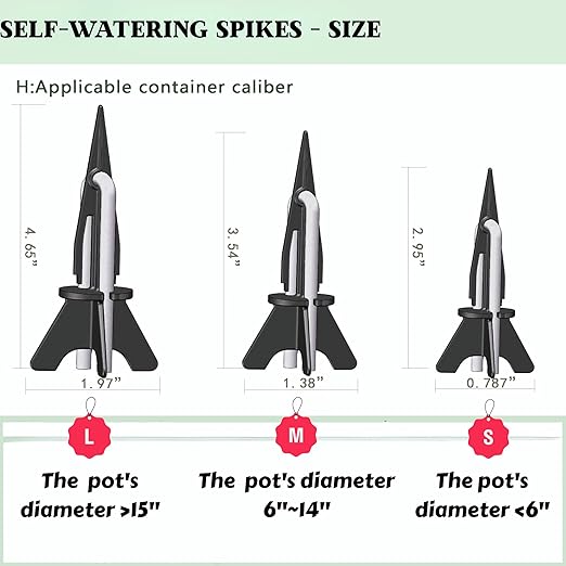 GreenShip 4-Pack Patented Self-Watering Spikes – DIY Plant Watering System for Indoor Plants, Fits Grower Pots, Reuse Containers, Automatic Self-Watering Stakes (Large)