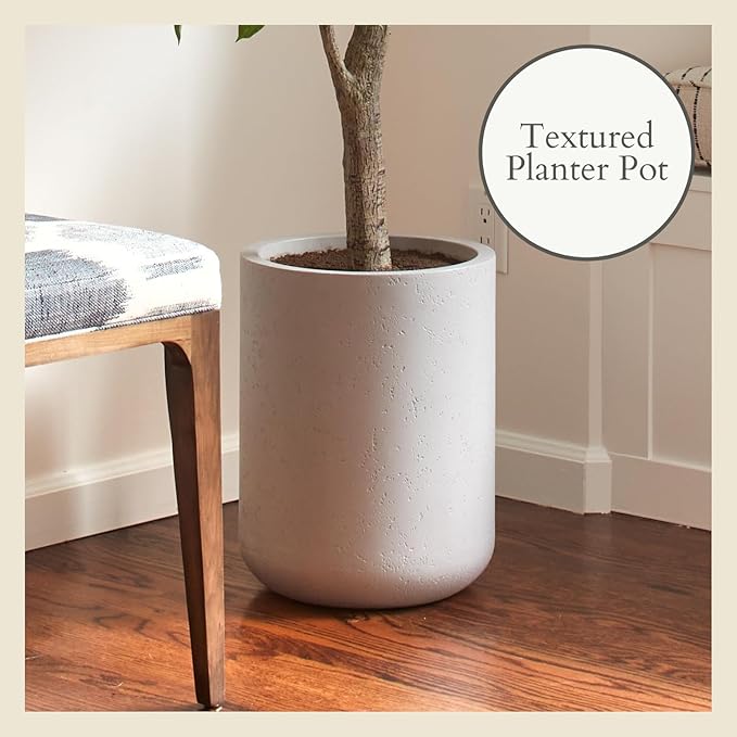CG Hunter Faux Ficus Tree, Premium Artificial Indoor Plant Stands 6.5’ Tall, Lifelike-Leaves and Hand Painted Trunk Create Realistic Faux-Ficus Tree Appearance, Taupe Planter Pot Included