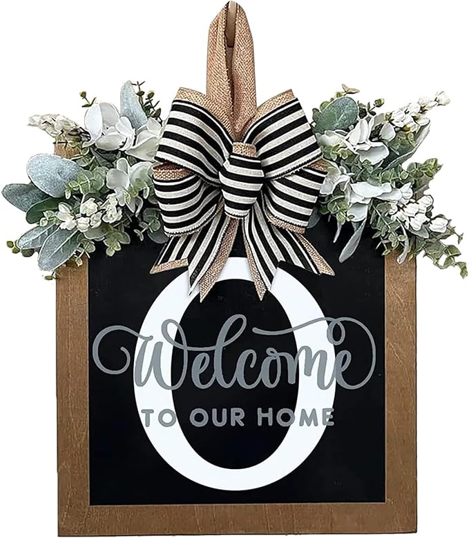 Last Name All Year Wreath, for Front Doors, Spring, Fall, 26 Last Name Letters All Year Round Wreaths, Suitable for Wedding Decorations, Home Porches, Farmhouses, Yards, Garden Decorations, Gifts (O)