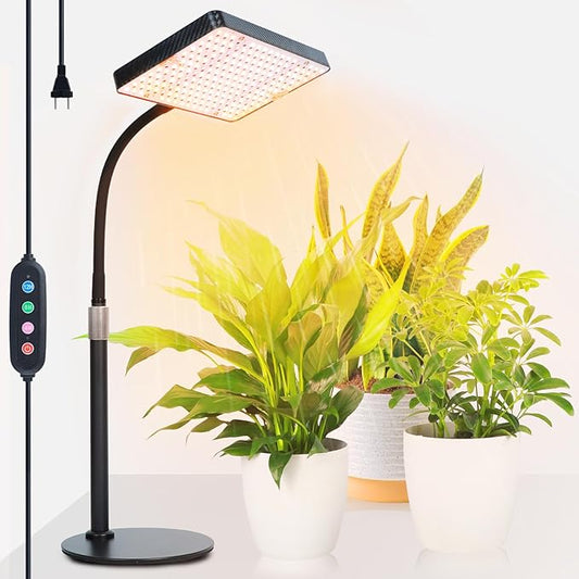 GroCruiser Smart Control Tabletop Grow Light with Timer, Simulate Midday Sunlight Full Spectrum Desk Plant Growing Lamps Seed Starting, 25W Bonsai Grow Lights for Indoor Plants, 16"-24" Height