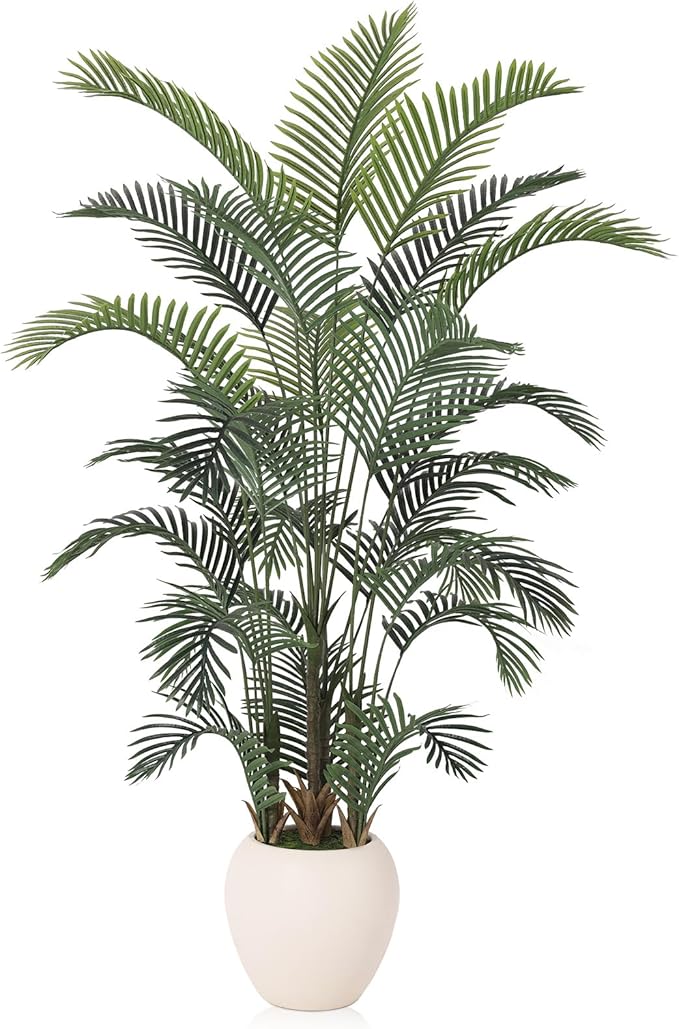Verinatural Artificial Palm Tree Plant - 7FT Tall Fake Tree with Realistic Look & UV Protection - Large Indoor Outdoor Faux Floor Plant for Home Office Decor