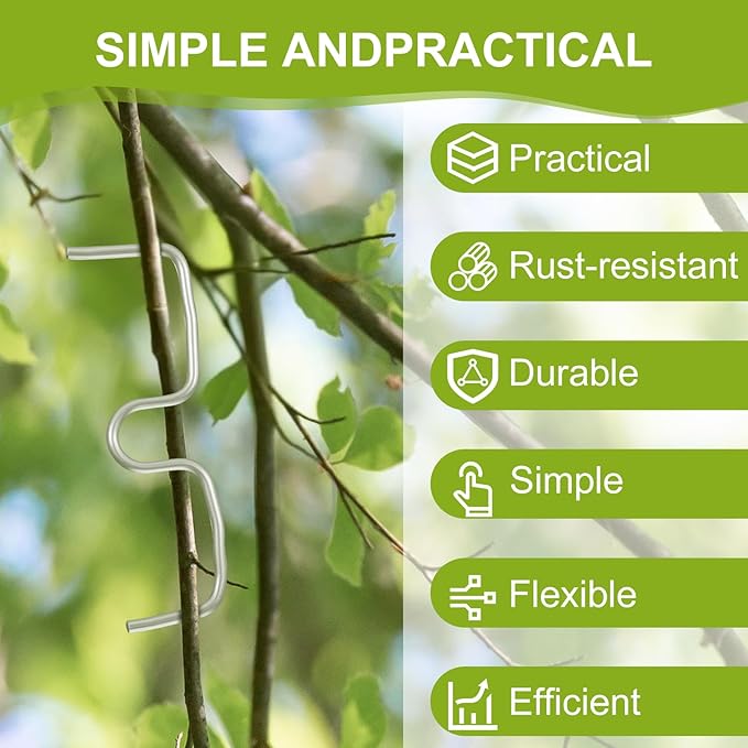 100 Pcs Fruit Tree Branch Puller, Stainless Steel Plant Tying Machine, Branch Spreader Shaping Tools New Plum Tree Open Angle Bending Clip for Orchards Bending Tool, M Size-4.14 Inch