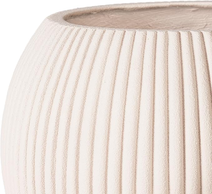 TerraDeco 16 Inch Handmade Outdoor Planter - Classic Striped Design | Fiberglass & Composite Material | Durable for Commercial & Home Decor