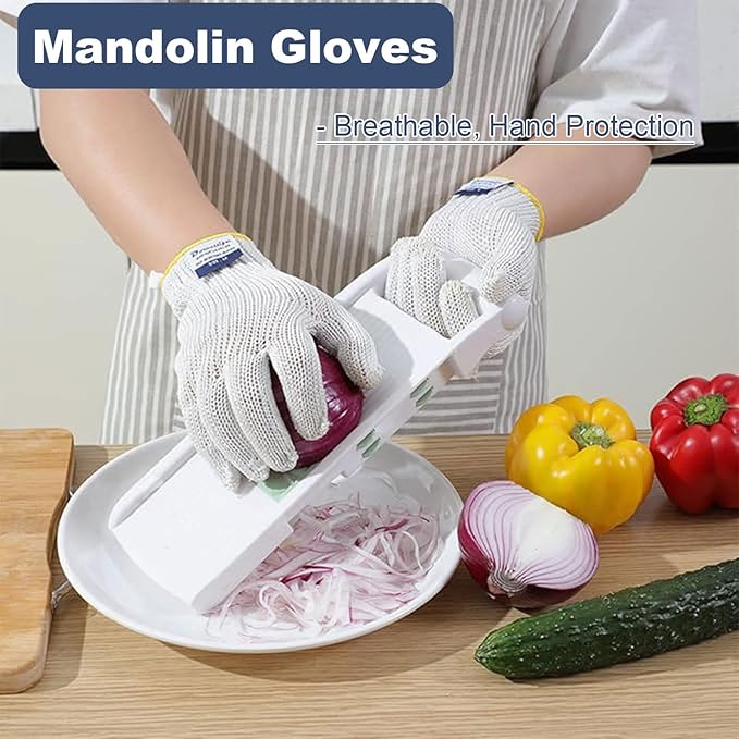 Dowellife Level 8 Reinforced Cut Resistant Gloves, Food Grade, Knife Safety Gloves for Meat Cutting, Oyster Shucking, Fish Fillet, Kitchen Slicing Carving(Pack of 2, Medium)