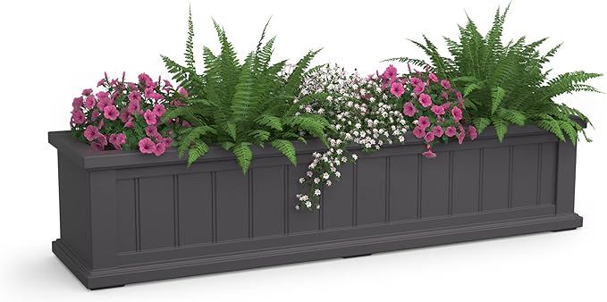 Mayne Cape Cod 4ft Window Box - Graphite Grey - 48in x 11in x 10.8in - with 4 Gallon Built-in Water Reservoir (4841-GRG)