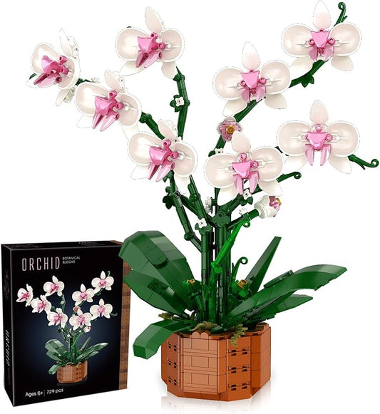 MELAKIY Flowers Building Blocks Set, Artificial Flowers Building Project for Adults, Plant Building Set Home Decoration, DIY Building Kit for Girlfriends/Mom Birthday Valentine's Day Gifts (729PCS)