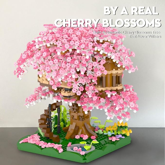 Vziimo Cherry Blossom Bonsai Tree Building Set, Japanese Sakura Tree House Model Sets for Adults, 2028Pcs Mini Micro Bricks Collectible Creative Gift for Teens Girls 14+