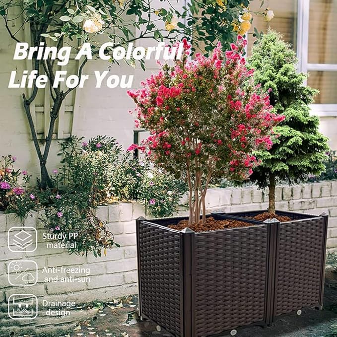 Souwuokoo Raised Garden Bed Large Planters for Outdoor Plants Elevated Rectangular Garden Box Kits for Gardening, Vegetables, Flowers and Herbs in Backyard Patio Balcony