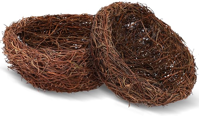 Therwen 2 Pcs Easter Artificial Bird Nest Crafts Birdhouse Nest Natural Rattan Nests for Easter Decor Home Party Wedding Patio Garden Yard Succulent Planter Moss Landscape DIY Terrarium (7.9 Inch)