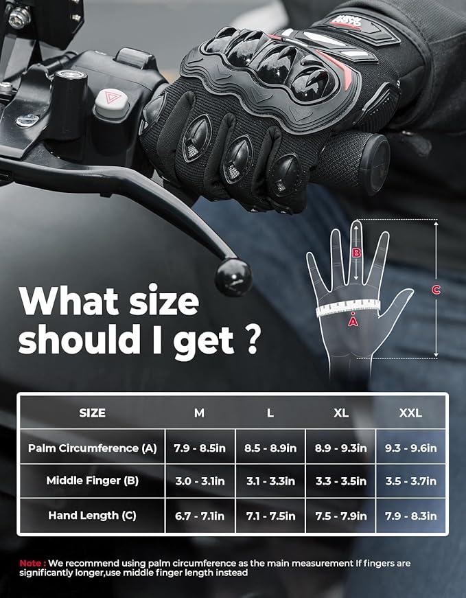 KEMIMOTO Motorcycle Gloves for Men, Touchscreen Cycling Gloves for Outdoor Sports On-Road Off-Road Mountain Motorcycle Motorcross Motorbike Dirt Bike Bicycle Racing ATV UTV