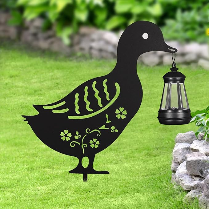 2Pack Solar Outdoor Garden Lights Stakes Solar Metal Flower Duck Lawn Deco Statue Patio, Outdoor Decor, Garden Decorations, Lawn Ornaments