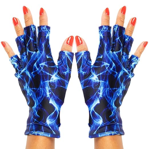 ManiGlovz - Original UPF 50+ UV Protective Nail Gloves | Gel Manicure Gloves & Anti-UV Fingerless for Women | Sun Protection for Driving | Making Waves Print