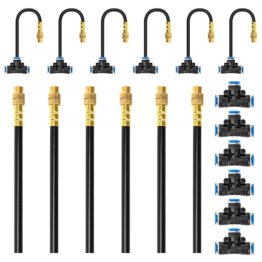 MIXC 2026-Upgrade Drip Irrigation System, No 1/4 Pipe, only 6pcs Adjustable Copper Nobbles and 6pcs Quick Connectors