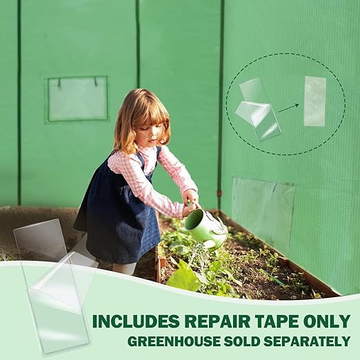 EAGLE PEAK Greenhouse Repair Tape 4”x10”, Heavy Duty Clear Waterproof Patch Kit, Sealing Tape for Greenhouse Film, Tent, Awning, RV Roof Repair, 8 Pack, Clear