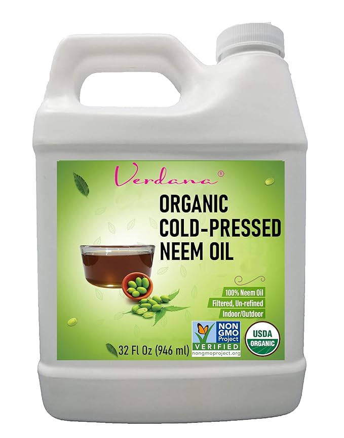 Verdana Organic Neem Oil – Cold Pressed, 100% Pure Neem Seed Oil, Concentrated Multi-Purpose Oil for Skin, Hair & Plant Use, No Additives - 32 Fl Oz