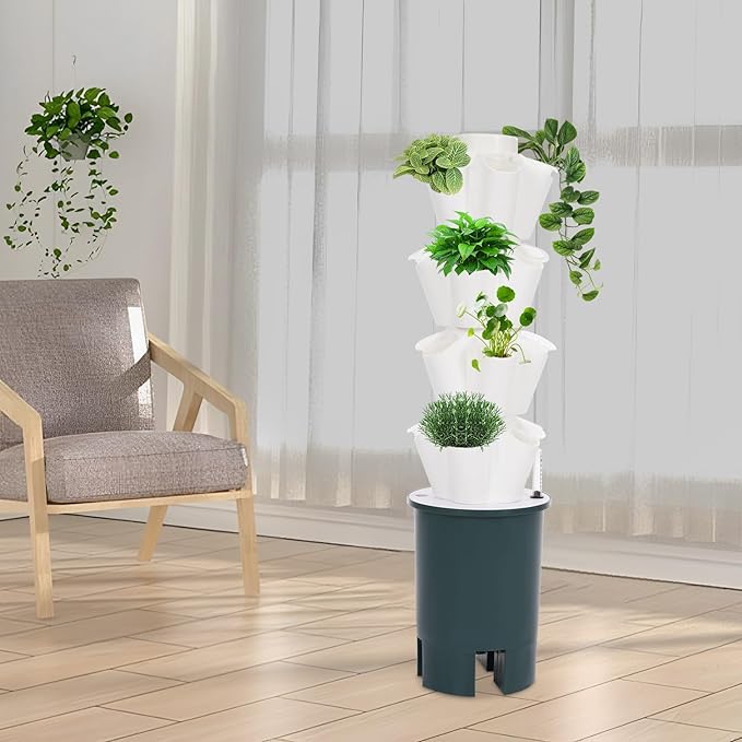Hydroponic Growing System, 20-Plant Vegetable Planter Tower Outdoor Indoor Garden Vertical Planter Germination Kit with Water Pump & Intelligent Water Circulation for Gardening Lover