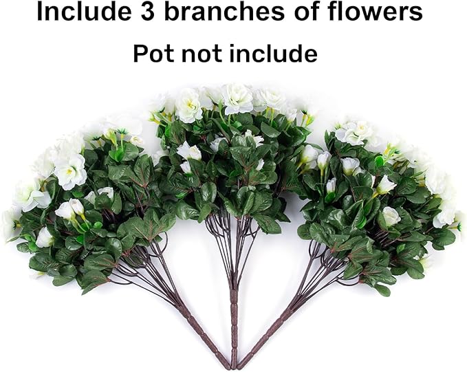 Ivydale Artificial Fake White Flowers Plants for Spring Outdoor Outside, Faux Silk Camellia UV Resistant Realistic for Front Door Porch Patio Balcony Garden Yard Decor, 3 Large Bundles