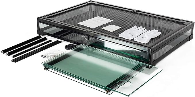 REPTI ZOO 50 Gallon Reptile Glass Terrarium Tank Double Hinge Door with Screen Ventilation Large Reptile Terrarium 36" x 18" x 18"(Knock-Down)