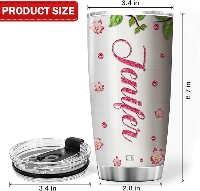 Personalized Coffee Tumbler Hummingbird Custom Name Birthday Gifts For Women Friends Mom Travel Mug With Lid Insulated Cup Cold Steel Tumblers Inspirational Quotes Jewelry Styles