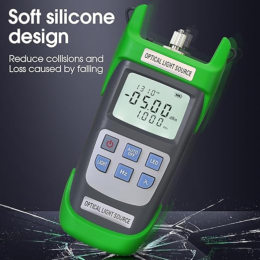 A-D1315 Optical Light Source, Optical Fiber Tester Single Mode Dual Wavelength 1310nm 1550nm 270Hz 1000Hz 2000Hz SC/FC/ST/LC Interface Fiber Optic Light Source with LED Lighting with LC Adapter