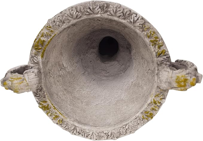 Merax 19.25'' Tall Elegant Roman Style Lightweight Concrete Planter with Botanical Accents, Square Indoor Outdoor Flower Pot with Drainage Hole & Stopper, Grey