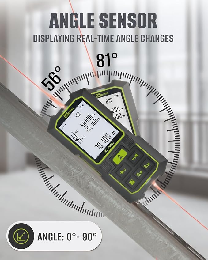 Inkerma Dual Laser Measurement Tool, 525Ft/160M Bilateral Laser Distance Meter, Rechargeable Laser Measure with Ft/in/M Multiple Units, Angle Sensor, Pythagorean Mode, Area and Volume