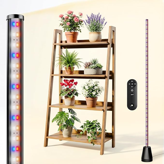 Standing Grow Light with Timer 1PC, 192 LEDs, 65 Inch Full Spectrum Vertical Plant Lamp for Indoor, 3 Light Modes, 5 Level Dimmable Floor Grow Light, Mimic Sunlight for Greenhouse/Garden