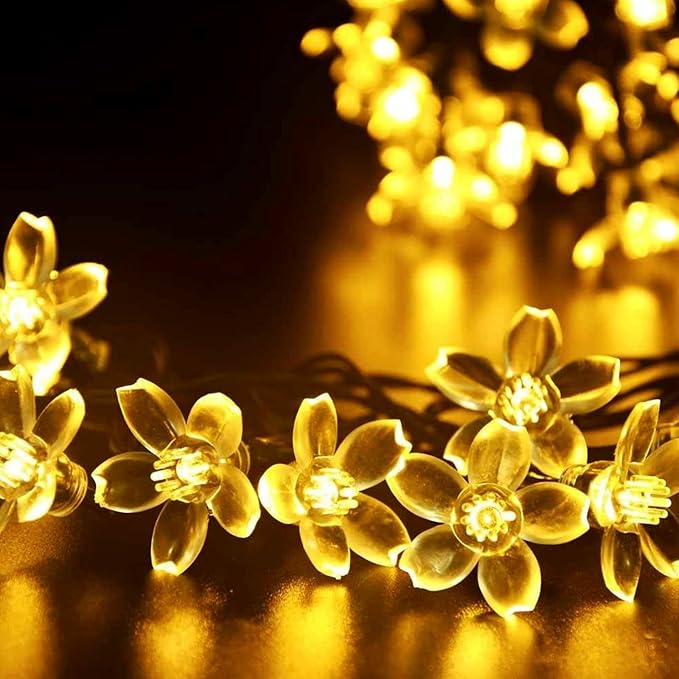 Indoor Decorative Flower String Lights , 33ft 100 LED Plug in Fairy Cherry Blossom Floral Lamp for Bedroom Window Wall Ceiling Tree Hanging, Christmas Thansgiving Easter Decorations (Warm White)