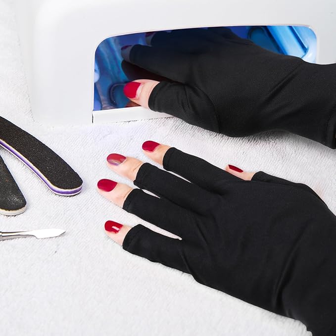 Syhood 3 Pair UV Gloves for Nail Lamp Upf50+ UV Fingerless Protection Glove for Gel Manicures Art Protect Hand from Nail Lamp