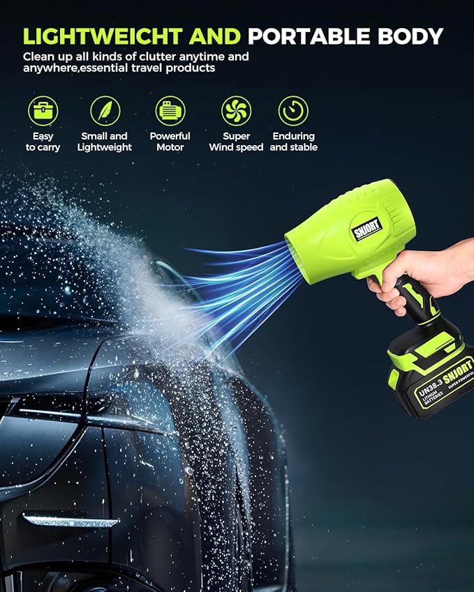 Leaf Blower Cordless with Battery and Charger, 980,000 RPM, Extended Nozzle, Lightweight Handheld,Blower for Patio Cleaning,Leaves and Dust,Birthday Gifts for Men Dad Husband