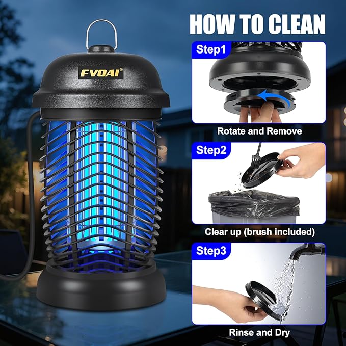 Bug Zapper Outdoor, Mosquito Zapper, Fly Zapper, Insect Zapper Electric Fly Traps for 1/2 Acre, Indoor Outdoor Use with 3 Prong Plug-in,4200V, ABS Plastic Outer, Black
