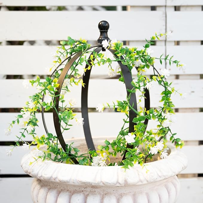 GOOOXIM Metal Garden Trellis - 12.6" x 17.5" Durable Black Powder Coated Obelisk for Climbing Plants, Ideal for Roses, Vines, and Flowers - Easy Assembly for Indoor & Outdoor Use