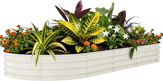 Galvanized Raised Garden Bed Outdoor, 8x4x1.5 ft Metal Planter Box for Flowers Herbs Vegetables, Rust-Resistant Raised Garden Beds for Gardening, Easy Assembly Outdoor Garden Box & Planters, Beige
